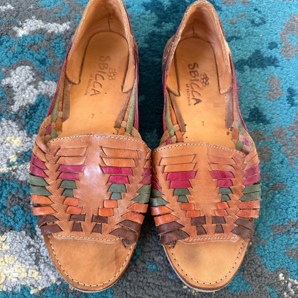 Sbicca Jared Multi Leather Huarache Flats (size 7)